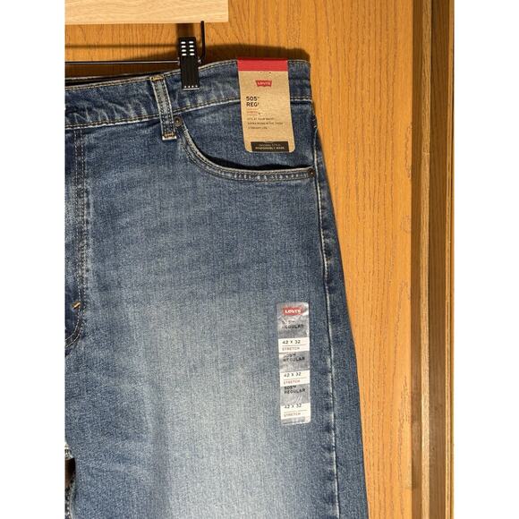 NWT Levi's 505 Regular Straight Leg Jeans Blue Stretch 42x32 - Picture 3 of 6